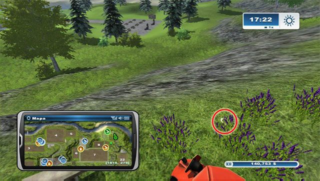 Podkowa leży w kwiatach, na wzniesieniu na południowym-wschodzie od terenu kempingu, na północy-wschód od pola nr 9 - Obszar F - podkowy 62 - 73 | Podkowy w Farming Simulator 2013 - Farming Simulator 2013 - poradnik do gry