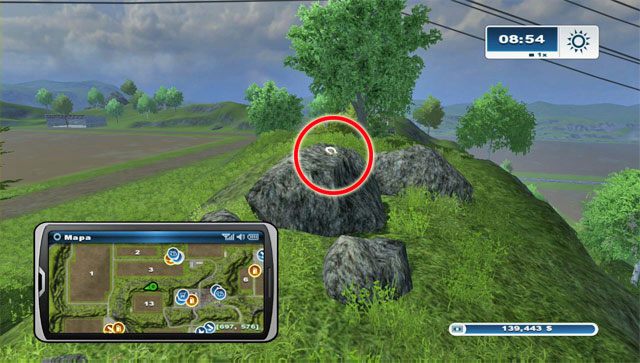 Na północ od pola nr 13 jest wzniesienie - Obszar H - podkowy 90 - 100 | Podkowy w Farming Simulator 2013 - Farming Simulator 2013 - poradnik do gry
