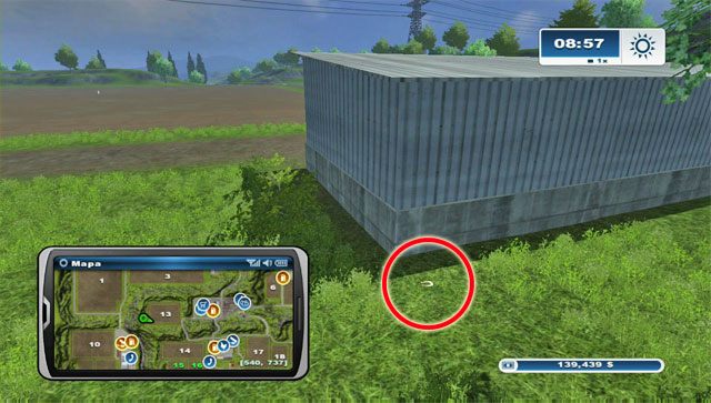 Na zachód od pola nr 13 stoi wiata garażowa - Obszar H - podkowy 90 - 100 | Podkowy w Farming Simulator 2013 - Farming Simulator 2013 - poradnik do gry