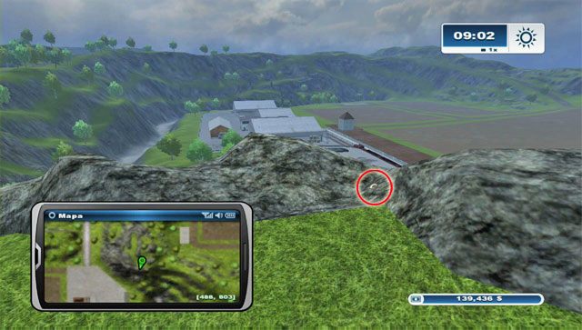 Od podkowy #94 skieruj się dalej na południowy-zachód przeskakując kolejne skały - Obszar H - podkowy 90 - 100 | Podkowy w Farming Simulator 2013 - Farming Simulator 2013 - poradnik do gry