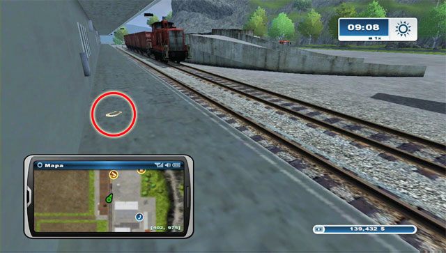 Podkowa leży na rampie po zachodniej stronie od torów kolejowych, na Placu załadunkowym - Obszar H - podkowy 90 - 100 | Podkowy w Farming Simulator 2013 - Farming Simulator 2013 - poradnik do gry