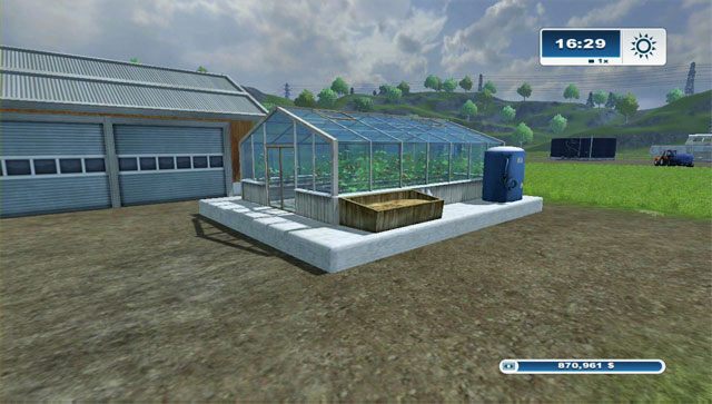 Cieplarnia wymaga kupienia przyczepy na wodę za 8 000 $ co jest wydatkiem sporym - Budynki | Budowanie dodatkowych budynków w Farming Simulator 2013 - Farming Simulator 2013 - poradnik do gry