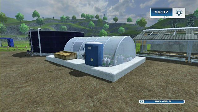 Szklarnia tak jak cieplarnia wymaga kupienia przyczepy na wodę za 8 000 $ co jest wydatkiem odczuwalnym - Budynki | Budowanie dodatkowych budynków w Farming Simulator 2013 - Farming Simulator 2013 - poradnik do gry