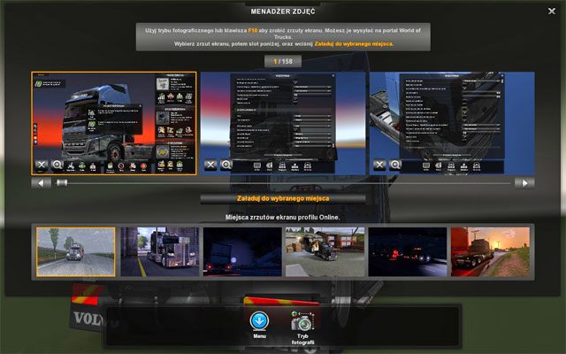 Menadżer zdjęć pozwala na umieszczenie zrzutów ekranu do profilu Online na worldoftrucks - ETS2: Studio fotografii - Euro Truck Simulator 2 - poradnik do gry