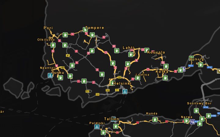 Układ drogowy w Finlandii. - ETS2 Bałtycki szlak: Charakterystyka dróg państw - Euro Truck Simulator 2 - poradnik do gry