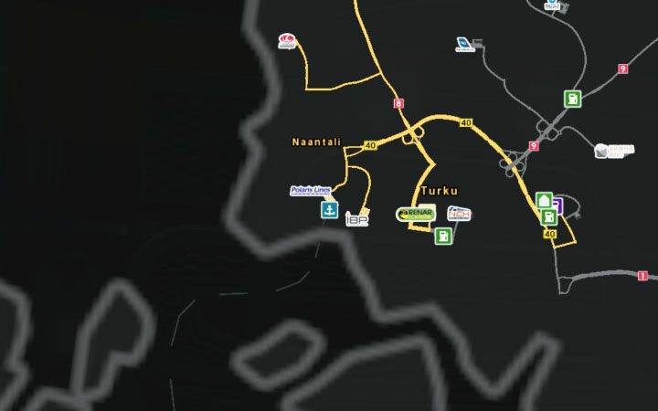 Mapa Naantali. - ETS2 Bałtycki szlak: Finlandia - Euro Truck Simulator 2 - poradnik do gry