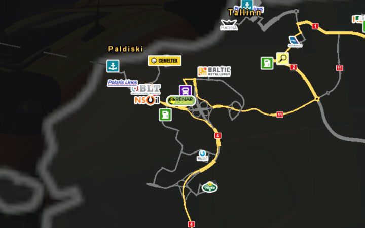 Mapa Paldisek. - ETS2 Bałtycki szlak: Estonia - Euro Truck Simulator 2 - poradnik do gry