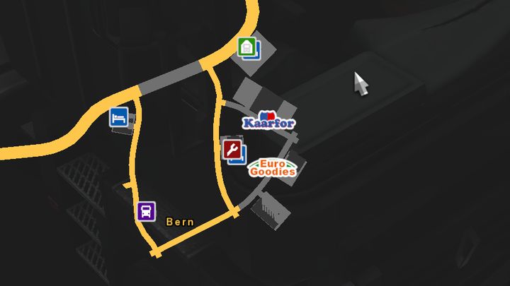 W mieście mieszczą się trzy firmy (w tym jedna poza jego centrum) - ETS2: Szwajcaria - drogi, miasta - Euro Truck Simulator 2 - poradnik do gry