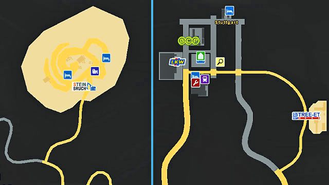 W tym położonym na południowym-zachodzie mieście odkryć możesz duży salon samochodowy marki Mercedes, a także agencję pracy - ETS2: Niemcy - drogi, miasta - Euro Truck Simulator 2 - poradnik do gry