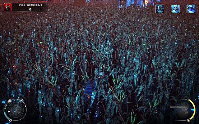 Zignoruj główne wejście na farmę i od razu skieruj się do najbliższego pola kukurydzy - Zamordowanie Louisy Candy Cain (Pole kukurydzy) | 14 - Atak Świętych - Hitman Absolution - poradnik do gry