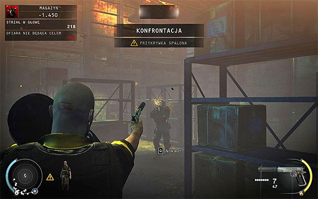 Przejdź teraz do głównego obszaru magazynu i zabij trzech dowolnych wrogów - 16 - Operacja Młot Bojowy | Wyzwania Hitman Rozgrzeszenie - Hitman Absolution - poradnik do gry