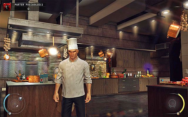 Przebranie szefa kuchni wymaga zneutralizowania kucharza przebywającego w posiadłości (etap Parter posiadłości) - 1 - Osobisty kontrakt | Wyzwania Hitman Rozgrzeszenie - Hitman Absolution - poradnik do gry