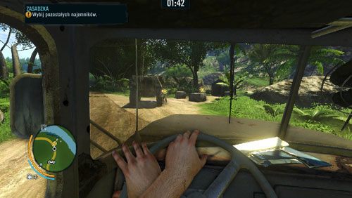 Wyjedź z wioski i kieruj się w stronę znacznika (na skrzyżowaniu z blokadą skręć w prawo) - Zasadzka | Misje główne w Far Cry 3 - Far Cry 3 - poradnik do gry