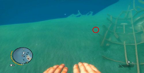 Podpłyń w wyznaczone miejsce, gdzie na dnie zobaczysz wrak statku - Wyspa północna (południowy zachód) | Przedmioty kultu (ukryte przedmioty) - Far Cry 3 - poradnik do gry