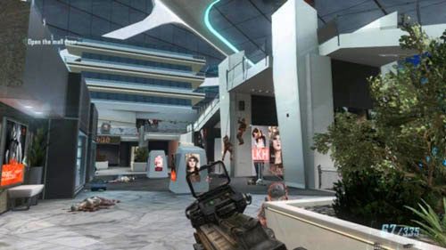 Kiedy wejdziesz do centrum handlowego, dokładnie naprzeciwko zauważysz wielki napis CAFI - 06 - Karma | Misje - Wyzwania | Call of Duty Black Ops II - Call of Duty: Black Ops II - poradnik do gry