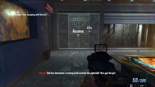 Zaraz po scenie ze spowolnieniami w klubie i animacji poczekaj, aż Harper skończy tłumaczyć strażnikowi, co ten ostatni ma zrobić - 06 - Karma | Misje - Wyzwania | Call of Duty Black Ops II - Call of Duty: Black Ops II - poradnik do gry
