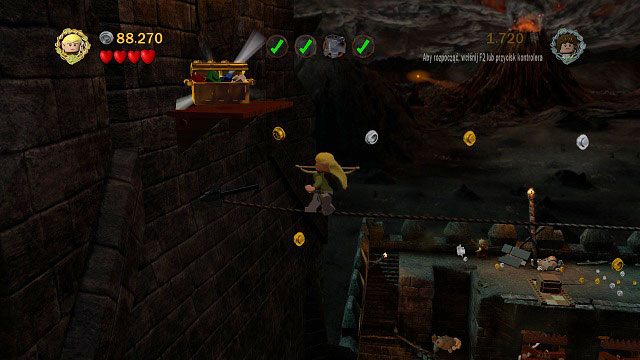 Po wystrzeleniu z niej strzały, wskakujemy na linę Legolasem i przechodzimy do samego końca - Cirith Ungol | Znajdźki | LEGO The Lord of the Rings - LEGO The Lord of the Rings: Władca Pierścieni - poradnik do gry