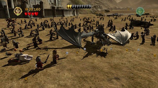 Unikamy ataków bestii i czekamy, aż uderzy ona głową o ziemię tym samym ogłuszając się - Bitwa na polach Pelennoru | Opis przejścia - Akt III - LEGO The Lord of the Rings: Władca Pierścieni - poradnik do gry