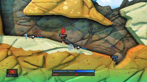 Na początku zbieramy Elektromagnes [1] oraz Teleport [2] - Plaża | Łamigłówki | Worms Revolution - Worms: Revolution - poradnik do gry