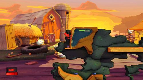 Po zebraniu skrzynki z Atakiem z powietrza, wyznaczamy miejsce nalotu [ilustracja] kończąc tym samym łamigłówkę - Podwórko | Łamigłówki | Worms Revolution - Worms: Revolution - poradnik do gry