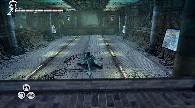 Kontynuuj przemarsz przez tunel, uważając na pociąg metra i omijając dziury - Druga część pościgu za harpiami | 8 - Eyeless (Ślepiec) | DMC Devil May Cry - DMC: Devil May Cry - poradnik do gry