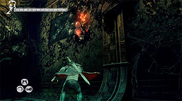 W każdym z bocznych korytarzy do uwolnienia jest jedna zagubiona dusza (Lost Soul)(Lost Soul), przy czym musisz też dodatkowo uważać na demoniczne odłamki, które mogą niespodziewanie pojawić się przed Tobą - Odzyskanie skradzionego oka | 8 - Eyeless (Ślepiec) | DMC Devil May Cry - DMC: Devil May Cry - poradnik do gry