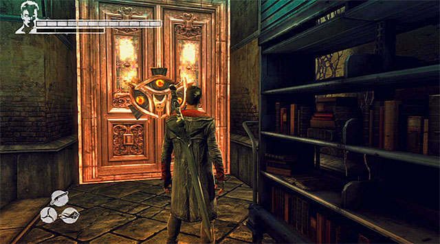 DRZWI 1/1 (wymagany miedziany klucz; bonusowa misja The Power Within) - Drzwi są w dobrze ukrytym miejscu w głównej bazie Zakonu - Sekretne drzwi | SEKRETY | DMC Devil May Cry - DMC: Devil May Cry - poradnik do gry