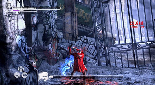 Kontynuuj atakowanie Vergila do momentu gdy straci niemal cały pasek zdrowia - 20 - The End - Boss - Vergil (Zakończenie) | 20 -FINAŁ | DMC Devil May Cry - DMC: Devil May Cry - poradnik do gry