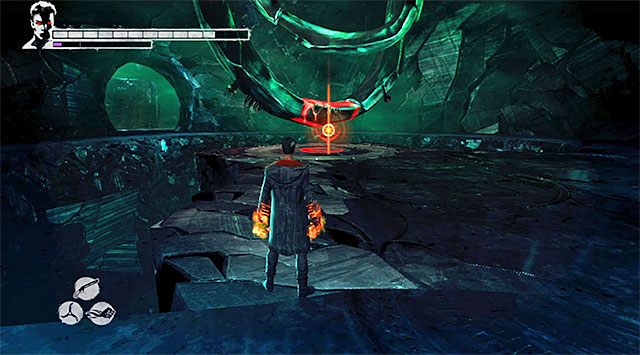 Kontynuuj podróż przez jaskinie, docierając do komnaty pokazanej na powyższym screenie - Zrestartowanie drugiego generatora | 18 - Demons Den (Kryjówka demona) - DMC: Devil May Cry - poradnik do gry