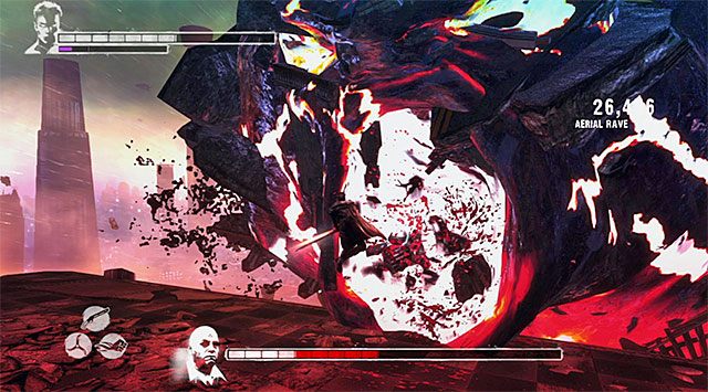 Wyczekuj momentów, w których można złapać się paszczy Mundusa (screen 1) - Boss - Mundus - druga część pojedynku | 19 - Face of the Demon (Twarz demona) - DMC: Devil May Cry - poradnik do gry