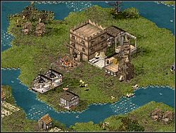 Po napływie nowego drewna obowiązkowo wybuduj młyn (obok spichlerza) i 2-3 piekarnie (na wyspie, by pracownicy nie musieli daleko chodzić) - Misja V - Między młotem a kowadłem | Kampania i misje dodatkowe w Twierdza - Twierdza - poradnik do gry