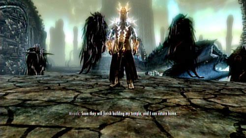 Kiedy sięgniesz po złowieszczy wolumin, przeniesiesz do krainy Apocrypha, gdzie spotkasz samego Miraaka - Read the Black Book [Przeczytaj Czarną Księgę]; Talk to Frea [Porozmawiaj z Freą] | Świątynia Miraaka - The Elder Scrolls V: Skyrim - Dragonborn - poradnik do gry