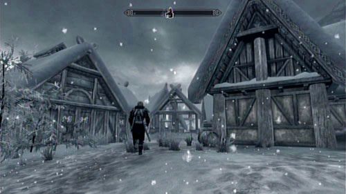 Gdy znajdziesz się na miejscu (podróż przebiega bezproblemowo), poczekaj aż Twoja towarzyszka rozmówi się ze starszymi wioski - Accompany Frea to Skaal Village [Dotrzyj z Freą do wioski Skaalów] | Przeznaczenie Skaalów - The Elder Scrolls V: Skyrim - Dragonborn - poradnik do gry