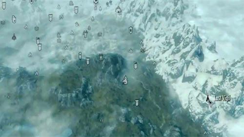 Dotrzyj do Ostatniego Czuwania (Last Vigil) na południowy wschód od Skały Shora a na północny wschód od Pękniny (screen powyżej) - Ebony Warrior [Ebonowy wojownik] | Wątki poboczne - Inne - The Elder Scrolls V: Skyrim - Dragonborn - poradnik do gry