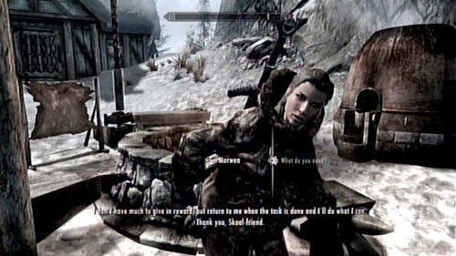 W wiosce Skaalów odszukaj kobietę o imieniu Morwen - zwykle pracuje przy kuźni - Take Neras Necklace to Runil in Falkreath [Weź naszyjnik Nery do Runila z Falkret] | Pozostałe zadania - The Elder Scrolls V: Skyrim - Dragonborn - poradnik do gry