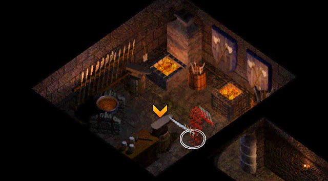 Zabierz trzonek i główkę młotka do kuźni [7] i użyj znajdującego się tam kowadła, aby scalić obie części, które utworzą Młotek do gongu - Wieża Durlaga- Labirynt Durlaga (poziom 1-2) | Opowieści z Wybrzeża Mieczy - Baldurs Gate: Enhanced Edition - poradnik do gry