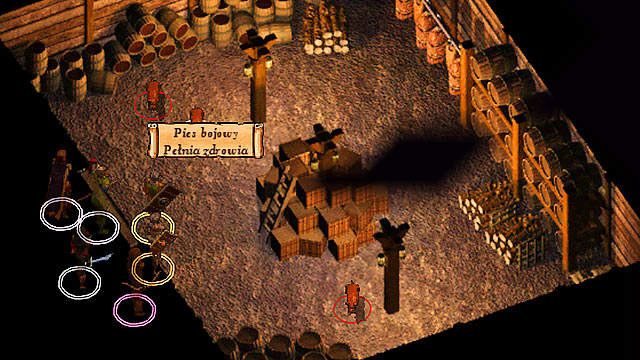 Tuż po przybyciu na teren kopalni warto odwiedzić pobliski magazyn [2], zamieszkały przez psy bojowe i przeszukać wszystkie skrzynie - Wizyta w kopalni Nashkel - Kopalnie Nashkel | Rozdział 2 - zadania główne - Baldurs Gate: Enhanced Edition - poradnik do gry