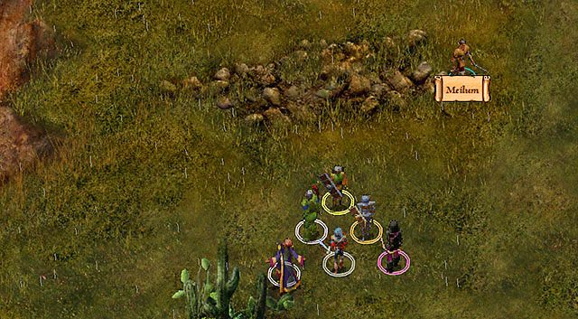 Zanim jednak udasz się do ruin, przespaceruj się nieco na północ, gdzie czeka człowiek imieniem Meilum [A] - Opowieść Poe o Firewine / Widmowi rycerze w Firewine | Rozdział 3 - zadania poboczne - Baldurs Gate: Enhanced Edition - poradnik do gry