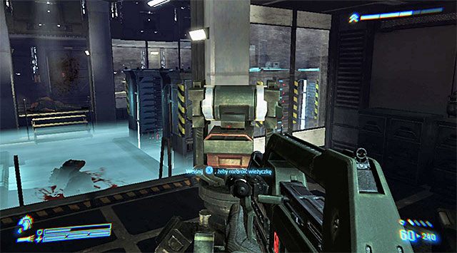 Do drugiej wieżyczki prowadzi korytarz zlokalizowany na prawo od sali projekcyjnej - Zajdź wieżyczki z flanki i wyłącz je | Misja 2 - Bitwa o Sulaco - Aliens: Colonial Marines - poradnik do gry