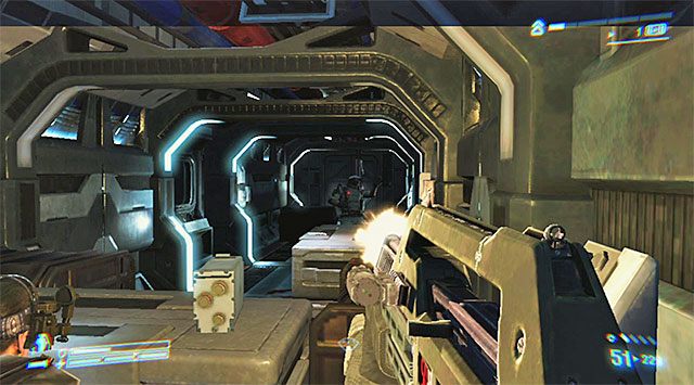 Możesz wyruszyć dalej, docierając po kilku chwilach nowych drzwi - Przedostań się do lądownika i ucieknij z Sephory | Misja 3 - Upadek Sulaco - Aliens: Colonial Marines - poradnik do gry