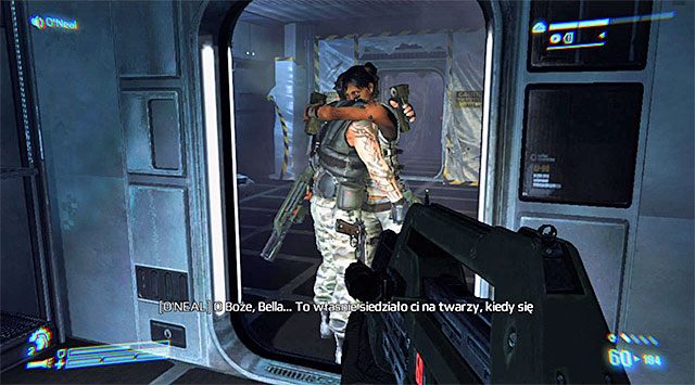 Docelowo musisz dotrzeć do drzwi oznaczonych jako Quartermaster (kwatermistrz) - Odnajdź Bellę (2) | Misja 2 - Bitwa o Sulaco | Aliens Colonial Marines - Aliens: Colonial Marines - poradnik do gry