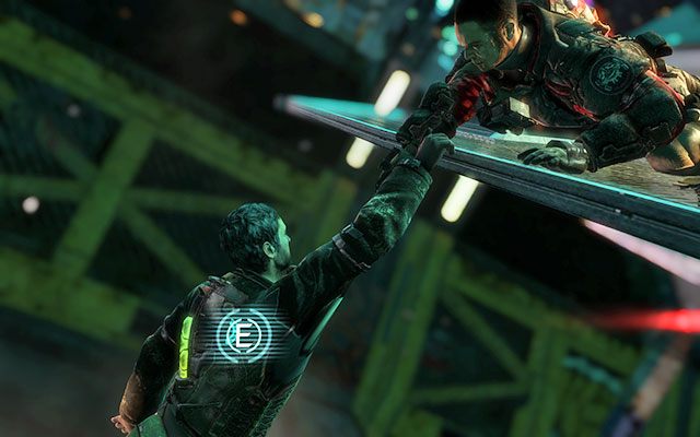 Postaraj się także nie spaść z krawędzi, wciskając odpowiedni przycisk - Assemble and board the train | 1 - Prolog / Rude Awakening | Dead Space 3 - Dead Space 3 - poradnik do gry