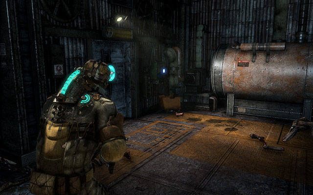 Po zjechaniu windą na dół biegnij prosto, do drzwi po prawej - otwórz je hakując panel - Rozdział 9 | Sekrety | Dead Space 3 - Dead Space 3 - poradnik do gry