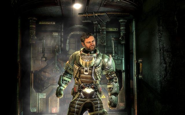 Po lewej stronie w korytarzu znajdziesz kiosk z kombinezonami - po wejściu do placówki otrzymasz informację o odblokowaniu nowego stroju [Legionary Suit], który warto założyć - Meet Ellie in the Rosetta lab | 14 - Everything Has Its Place | Dead Space 3 - Dead Space 3 - poradnik do gry