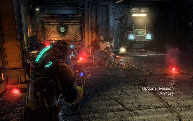 Po przygotowaniu się do misji udaj się w stronę windy - po zjechaniu na dół udaj się do kolejnej - Protect the Armory munitions | Armory - zadanie poboczne | Dead Space 3 - Dead Space 3 - poradnik do gry
