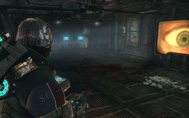 W następnym pomieszczeniu odgrywane jest nagranie, zaś w narożniku znajdziesz poszukiwaną skrzynię z zaopatrzeniem - Reaper Barracks - Scavenge the 163rd Reaper Barracks | Zadania poboczne - inne - Dead Space 3 - poradnik do gry