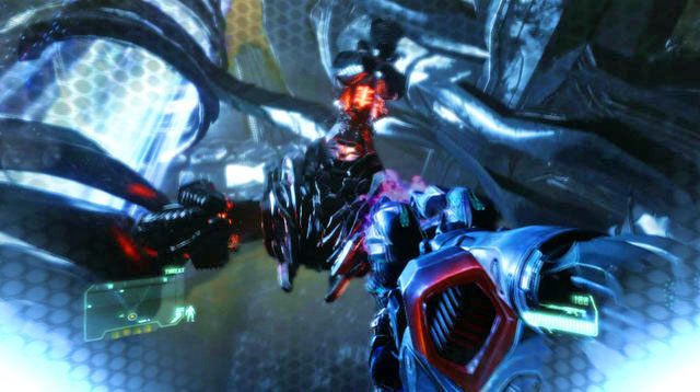 Kiedy boss zacznie zbierać niebieską energie w swoich trzech ramionach, jest to znak, by się schować za elementem otoczenia - Zniszcz Alpha-Cepha | Gods and Monsters | Crysis 3 - Crysis 3 - poradnik do gry