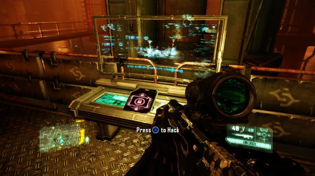 Po przywróceniu ciśnienia w obu urządzeniach, w drodze powrotnej do windy, zostanie uruchomione działko - Wyłącz system Nexus | The Root of All Evil | Crysis 3 - Crysis 3 - poradnik do gry