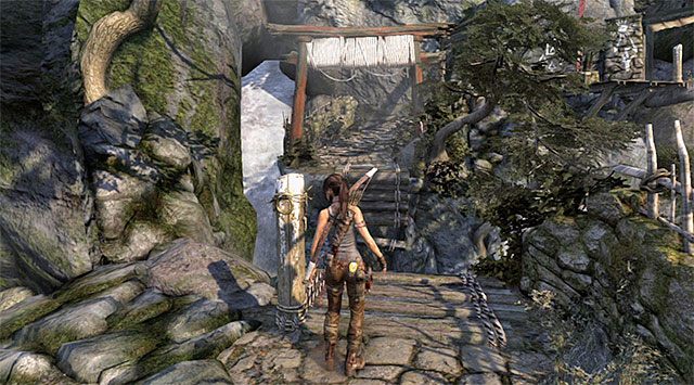 Podejdź do pokazanej na dołączonym screenie krawędzi - Dotrzyj do sygnału dymnego | 10 - Nieczyste sumienie, 11 - Kolejny bałagan - Tomb Raider - poradnik do gry