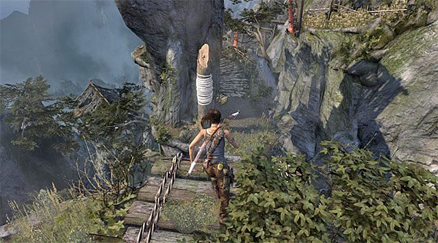 Przejdź po linie, docierając na niewielką skalną półkę - Dotrzyj do sygnału dymnego | 10 - Nieczyste sumienie, 11 - Kolejny bałagan - Tomb Raider - poradnik do gry